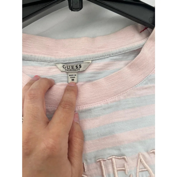 Guess x A$AP Rocky Striped Pastel Crop Top - Pink/Blue - Size M - Picture 6 of 7